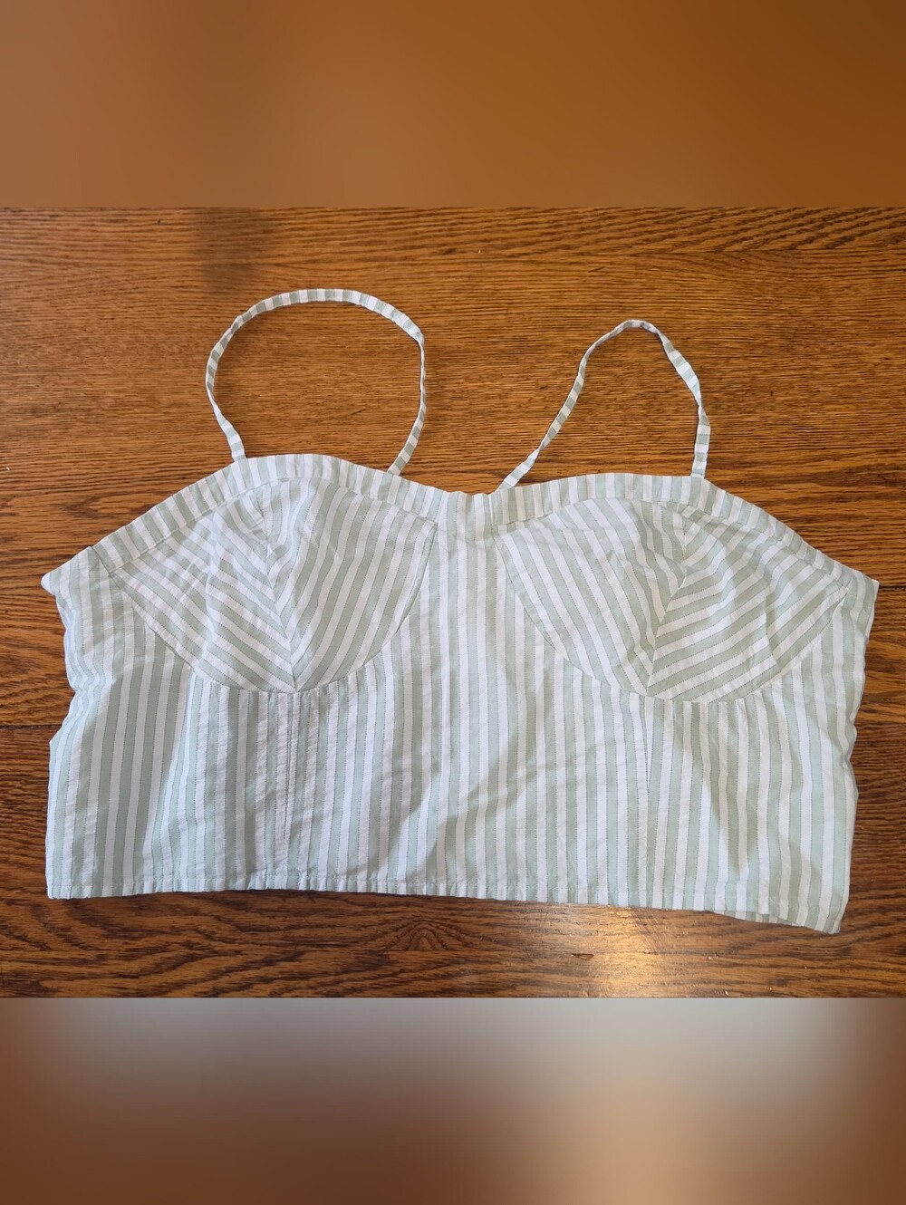 Anthropologie Women's White and Green Crop-top Women's Size Large New with Tags